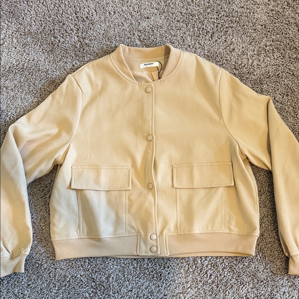 Beige Bomber Jacket